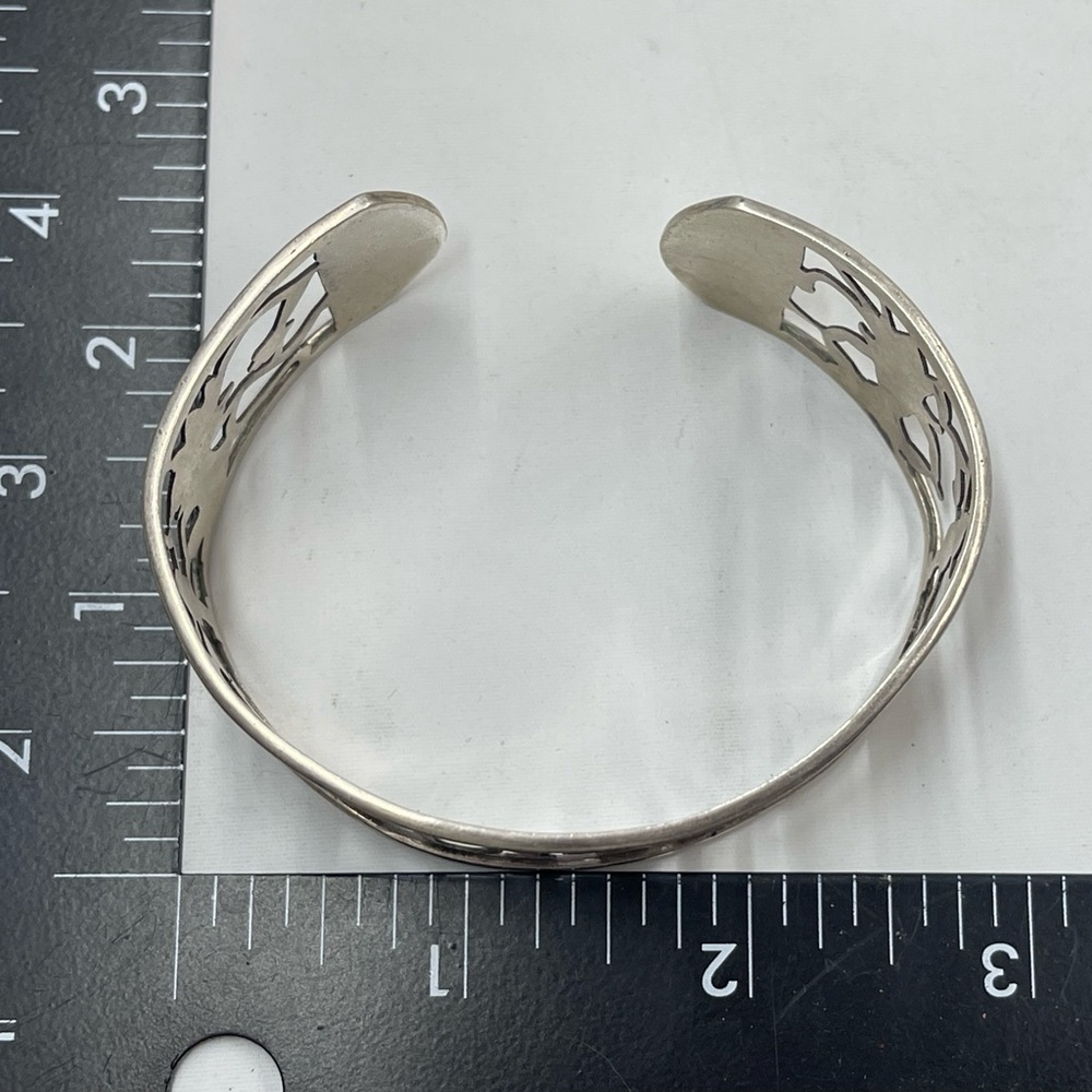 Vintage El Salvador 900 Sterling Silver Cuff Bracelet Cutout Dancer Motif - Picture 5 of 8